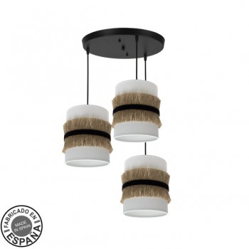 Distribuidor - Lâmpadas Diversas | Lâmpadas Modernas | PLAFON ANGOLA 3XE27 NEGRO/BLANCO-YUTE REGX42X42 CM Ref: 227183001